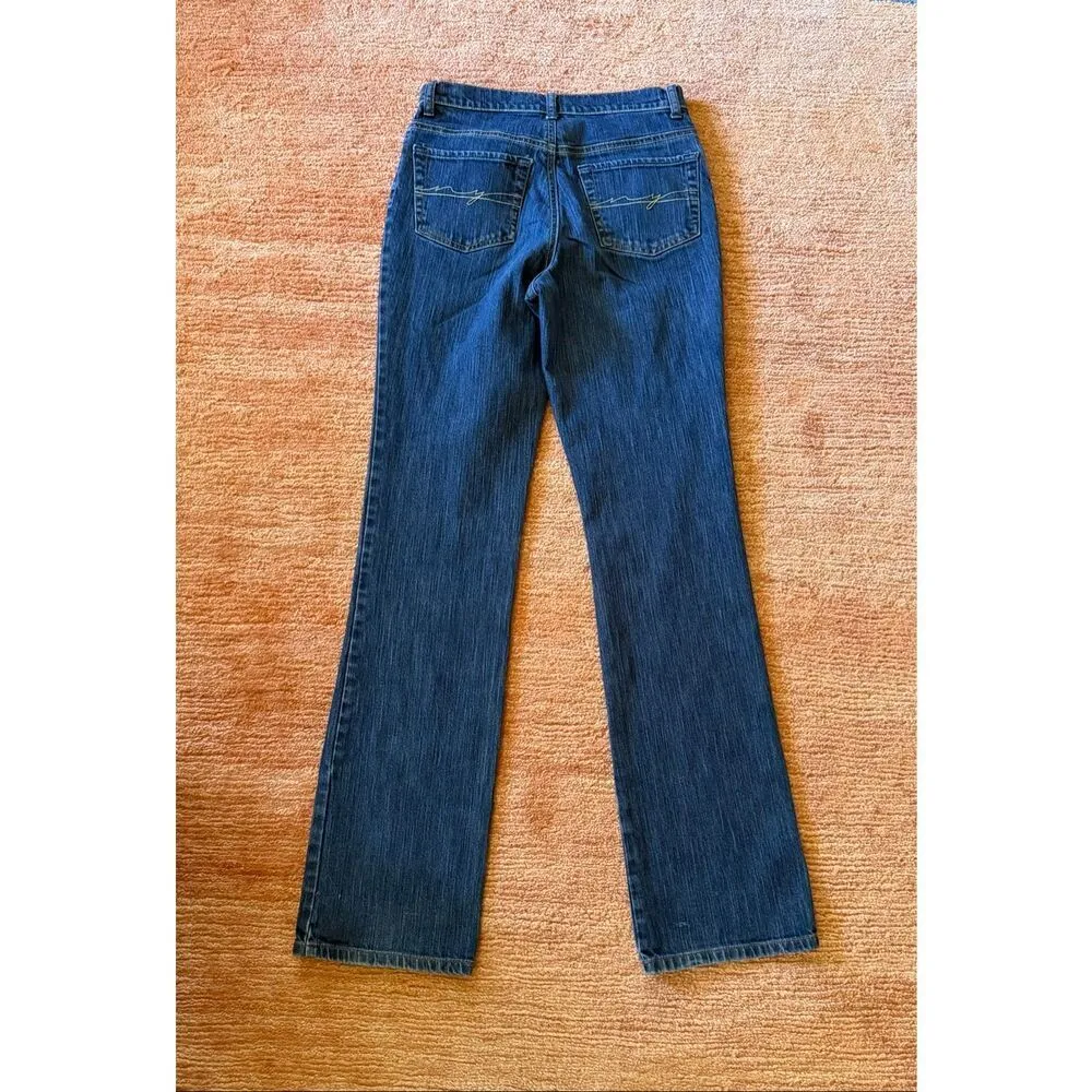 New York & Company Battery Park High Rise Bootcut Jeans Dark Wash 4 Tall Stretch Blue Size undefined - Image 8