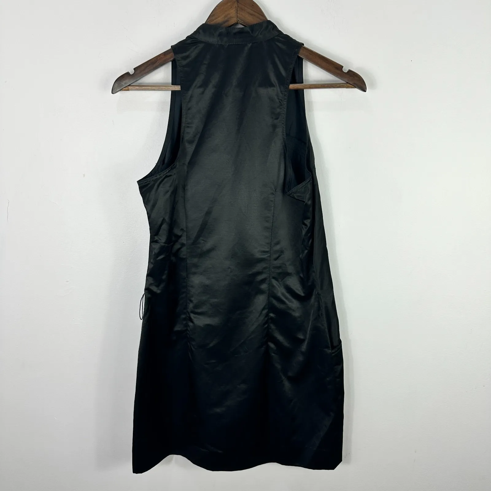 Guess Collection Dress Womens‎ 6 Black Satin Ruched Sleeveless Edgy Y2K Clubwear - Image 2