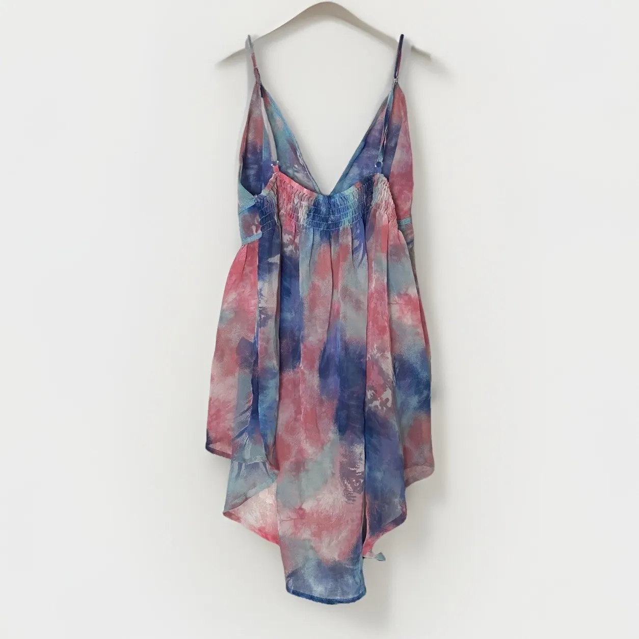 Rebellious One Y2K 90s Blue Pink Spaghetti Strap Asymmetrical Tank Top Small - Image 2