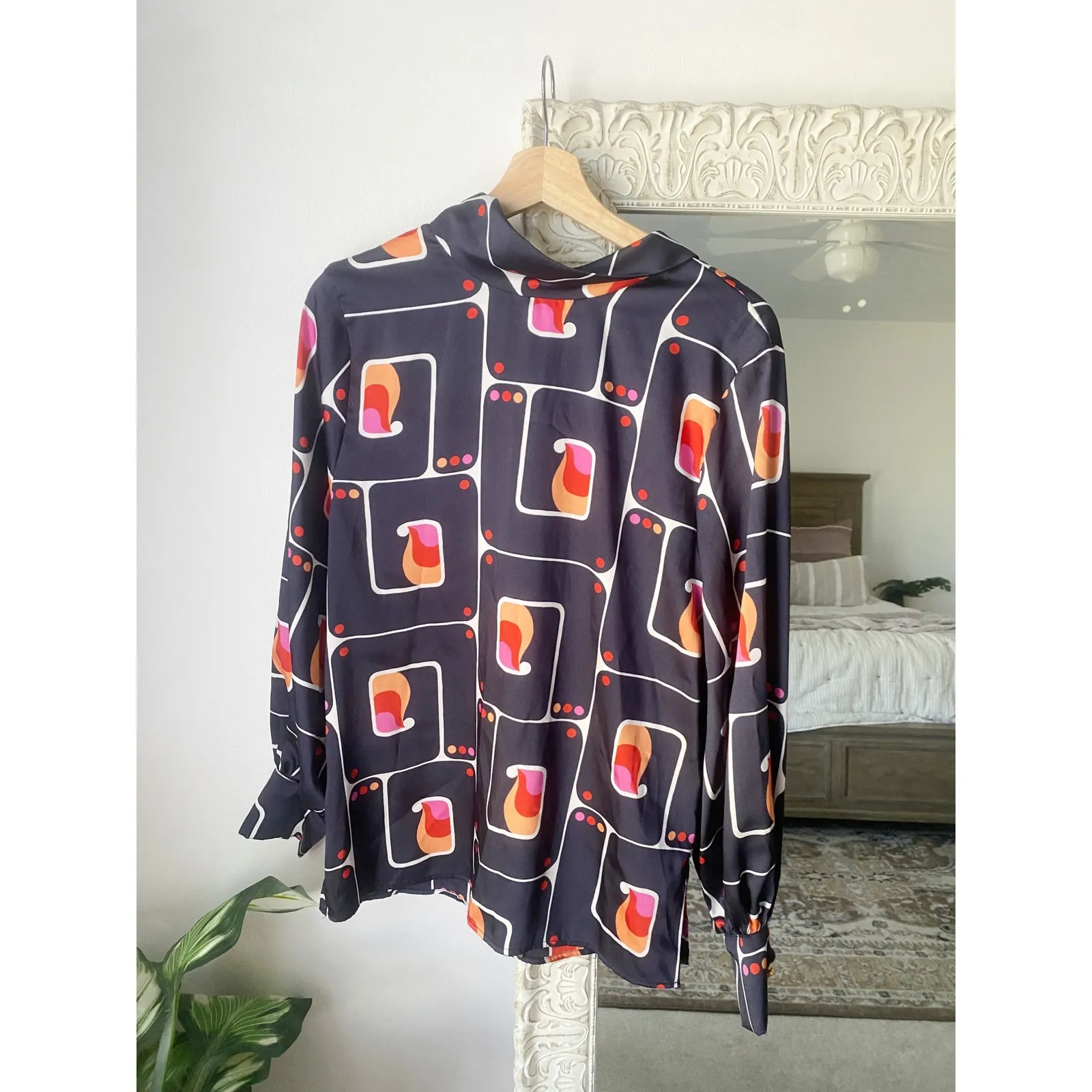 Zara High Neck Satin Effect Printed Blouse - Image 2