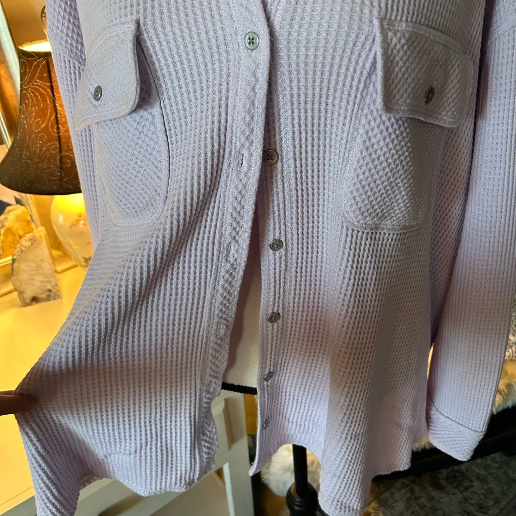 Aerie lumber Jane lilac oversized button down cotton comfy casual shirt XL - Image 4