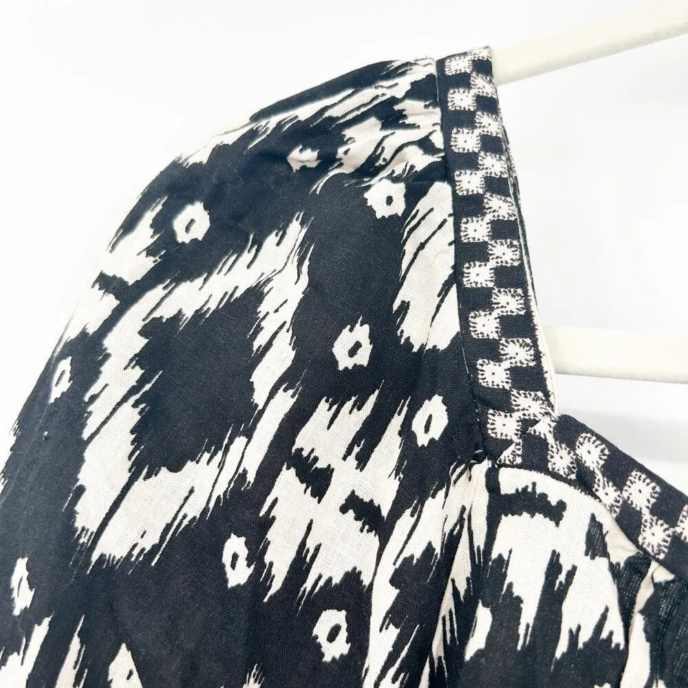 Christian Siriano Womens Boho Southwestern Beachy Linen Blend Crochet Top Size M Black Size M - Image 8