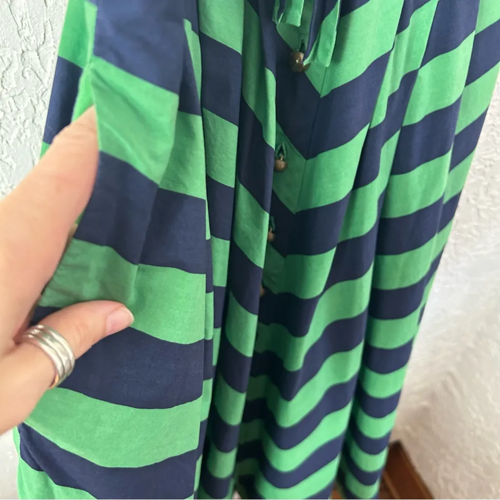 ANTHROPOLOGIE Girls From Savoy Emerald Ripple Dress Chevron Button Front Size 4 Green - Image 7