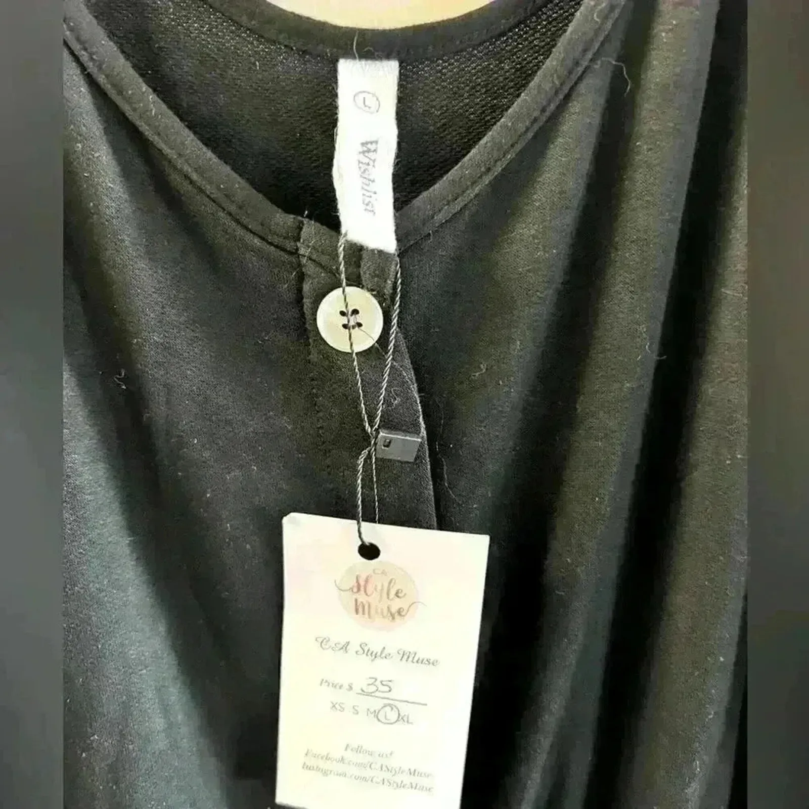 NWT Romper, Black Button-Front, Rayon Viscose Spandex, Drawstring Casual Lounge - Image 3