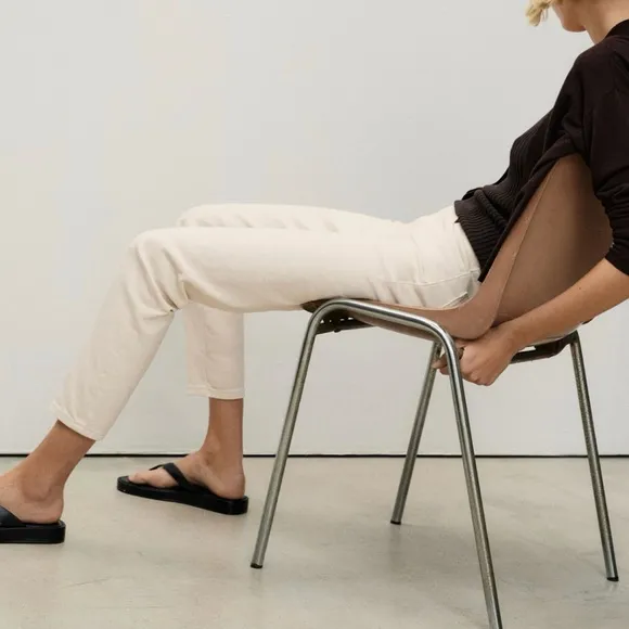 Mango MNG Ecru Cream‎ High Waist Tapered Ankle Mom Jeans Size 1 NWT - Image 3