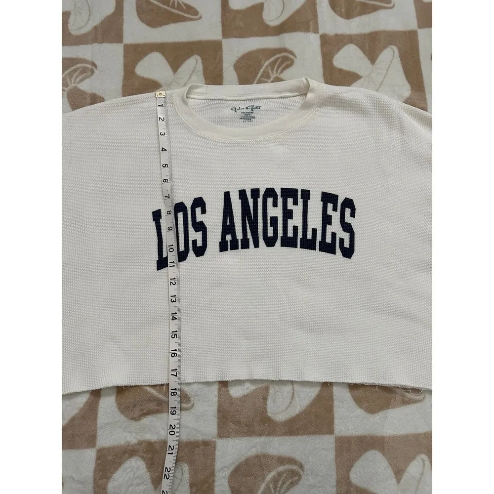 Brandy Melville John Galt Long Sleeve White Waffle Knit Top One Size Los Angeles - Image 4