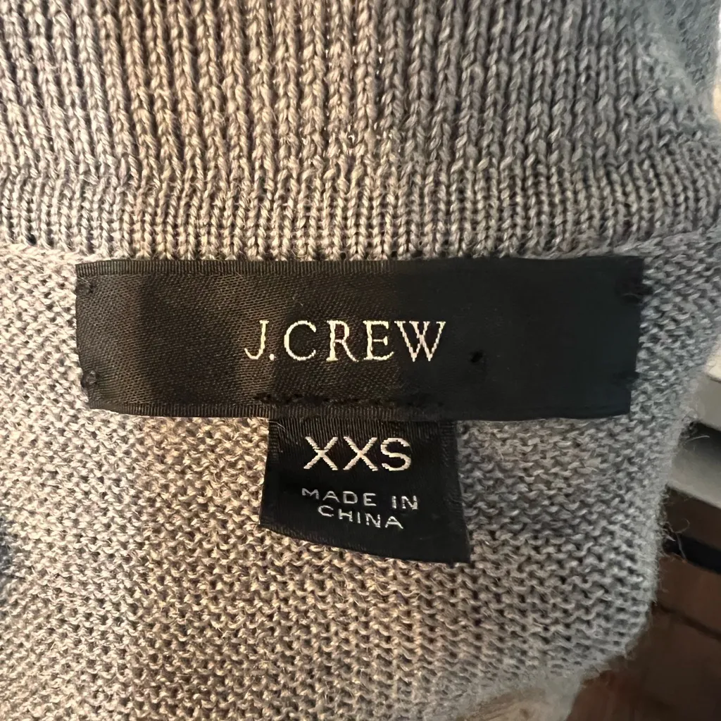 J. Crew Sweater Dress Merino Wool Gray Grey Collared Long Sleeve Midi Size XXS - Image 13