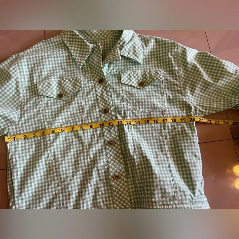 Marcia fully Button jacket size large green and white light weight 2 pockets Size M - Image 8