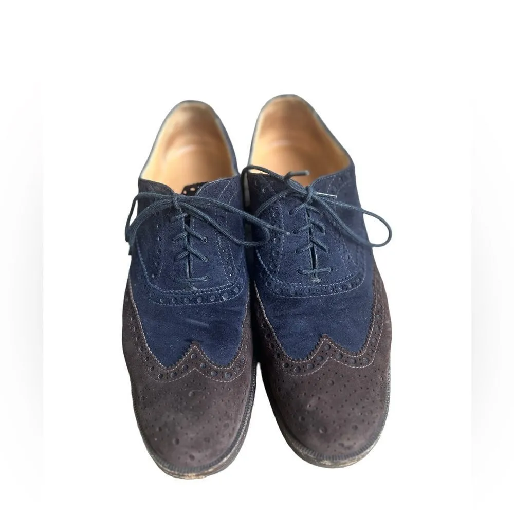 Gravati Arthur Beren Wingtip Oxford Genuine Soft Calfskin Suede 6 Blue - Image 2
