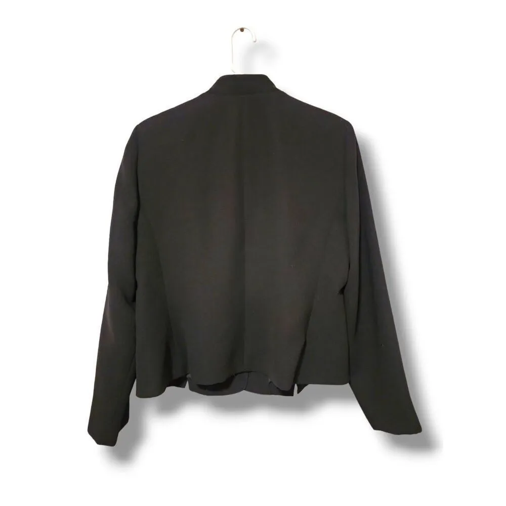 Vintage D&D sz 12P Womens Black Mandarin Collar Button Blazer Career Preppy Chic - Image 3