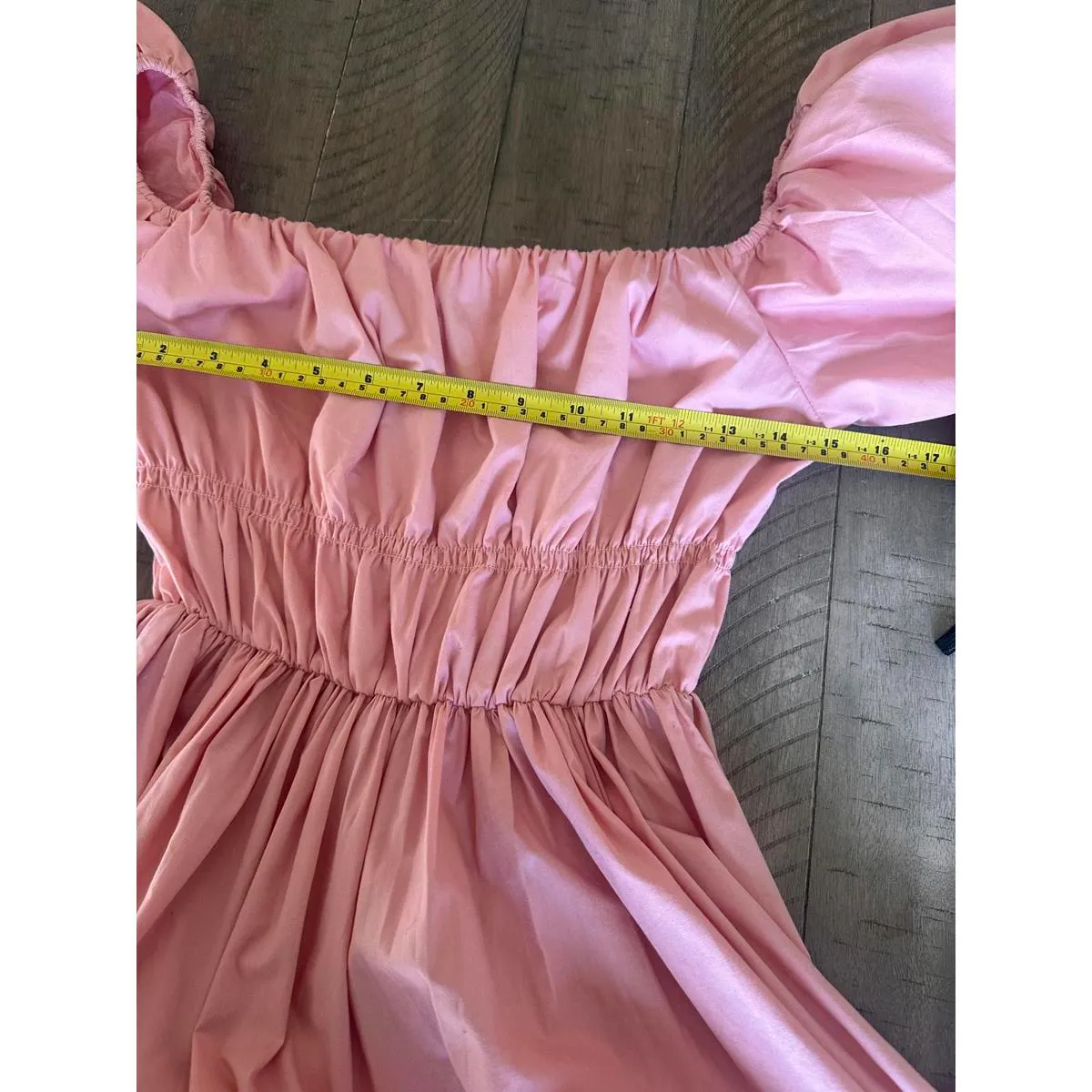 Abercrombie & Fitch Off-The-Shoulder Puff Sleeve Mini Dress Pink Women’s Medium - Image 10