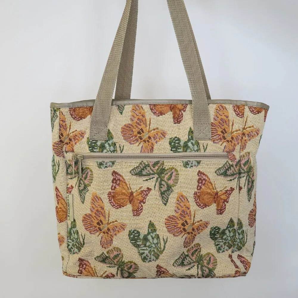 Vintage 90s J Garden Butterfly Tapestry Tote Bag - Image 3
