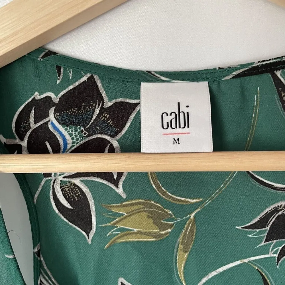 Cabi green floral lightweight sleeveless dress women size medium summery design - Image 3