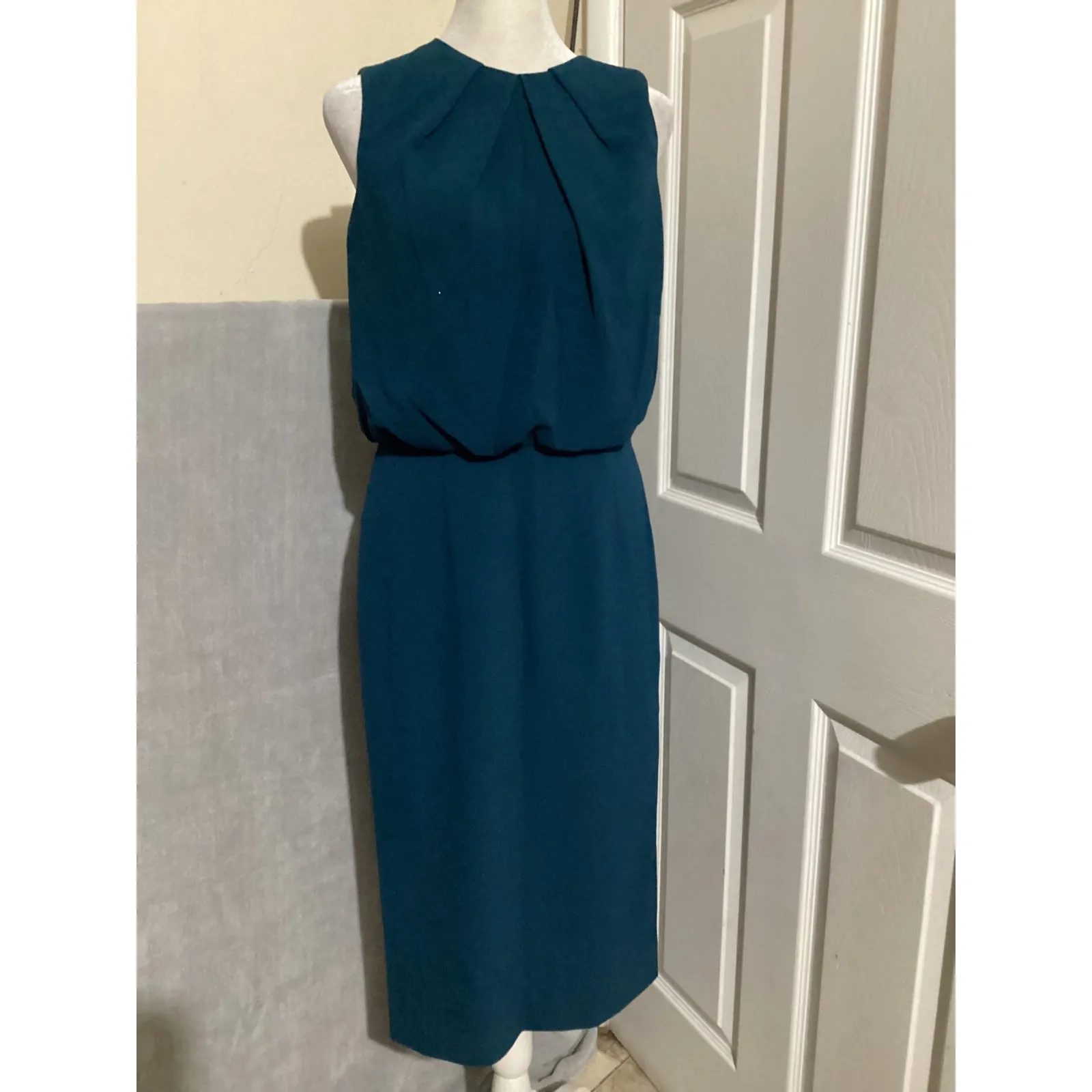 Dress The Population Teal Blue Sleeveless Midi Sheath Dress Women's Size M - Image 2