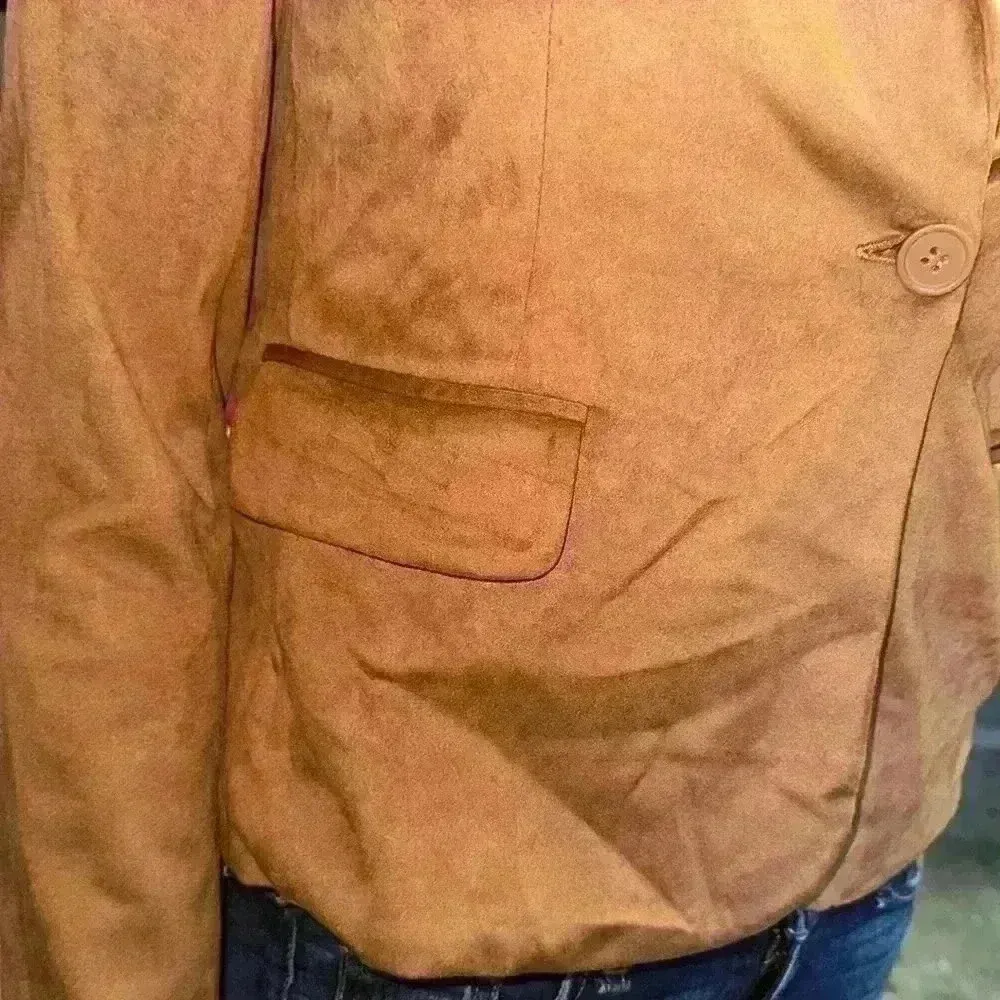 NWT Sincerely Jules Tan Faux Suede Blazer Buttoned Casual Jacket for Women Sz XS - Image 5