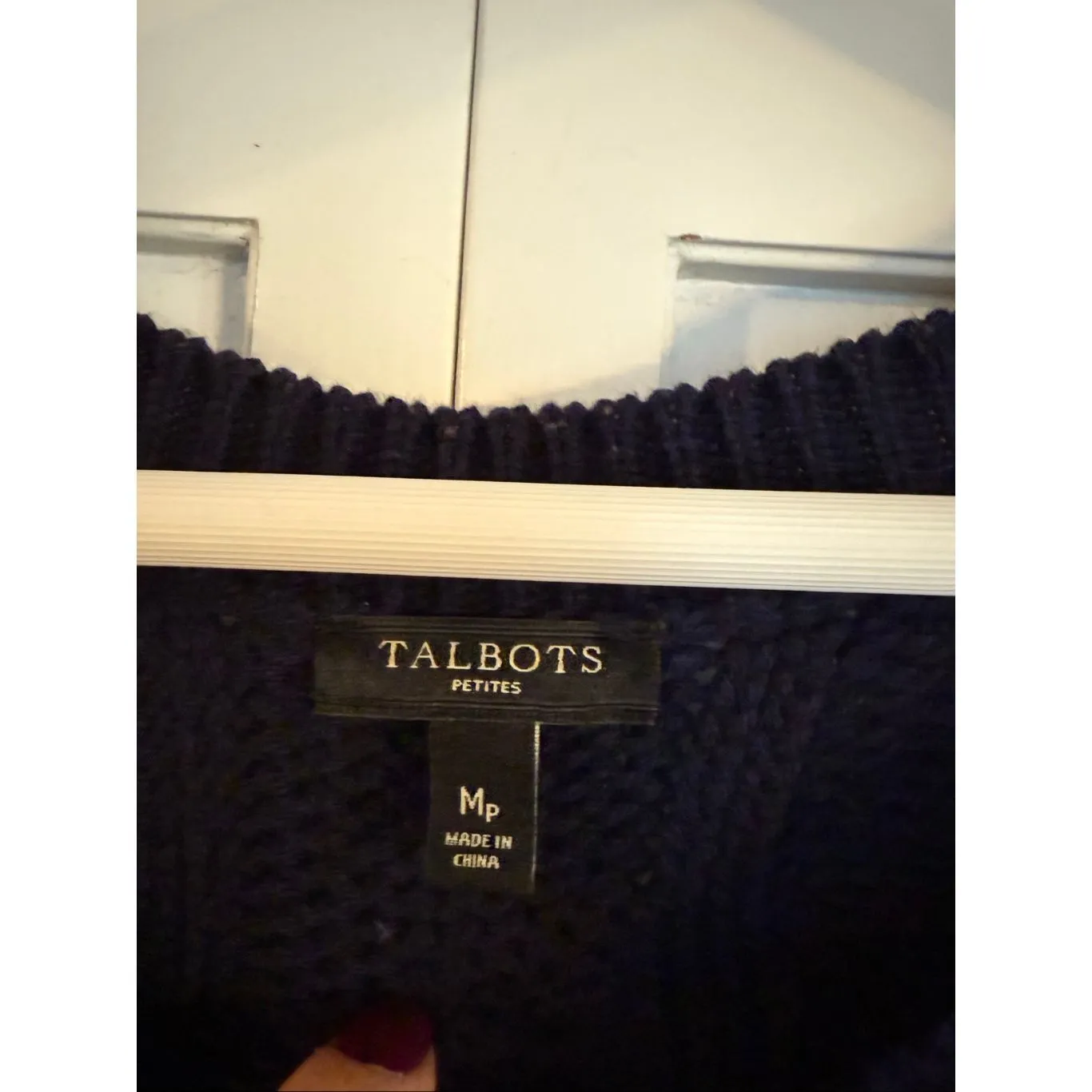 Talbots navy cableknit cardigan sweater medium petite - Image 3