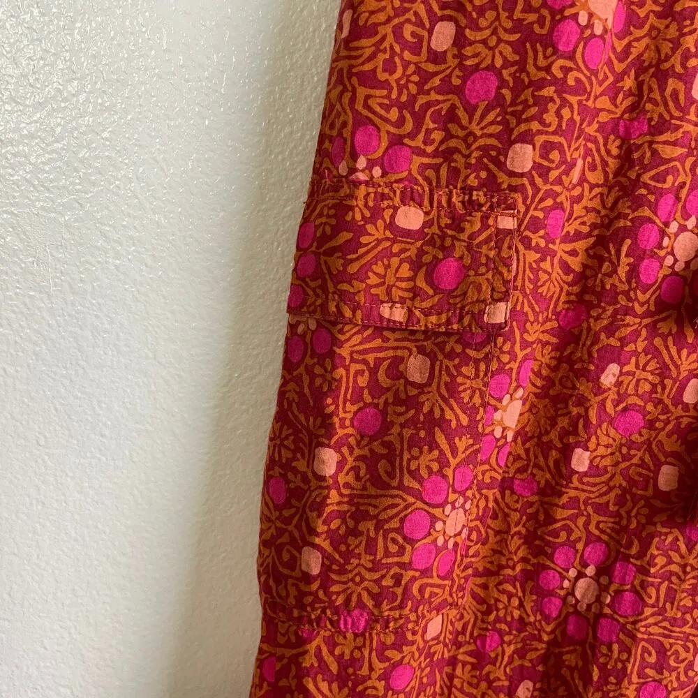 Sundance Pants Womens Larrge Vibrant Reef Floral Cargo Rope Tassle Boho Hippie Size L - Image 6