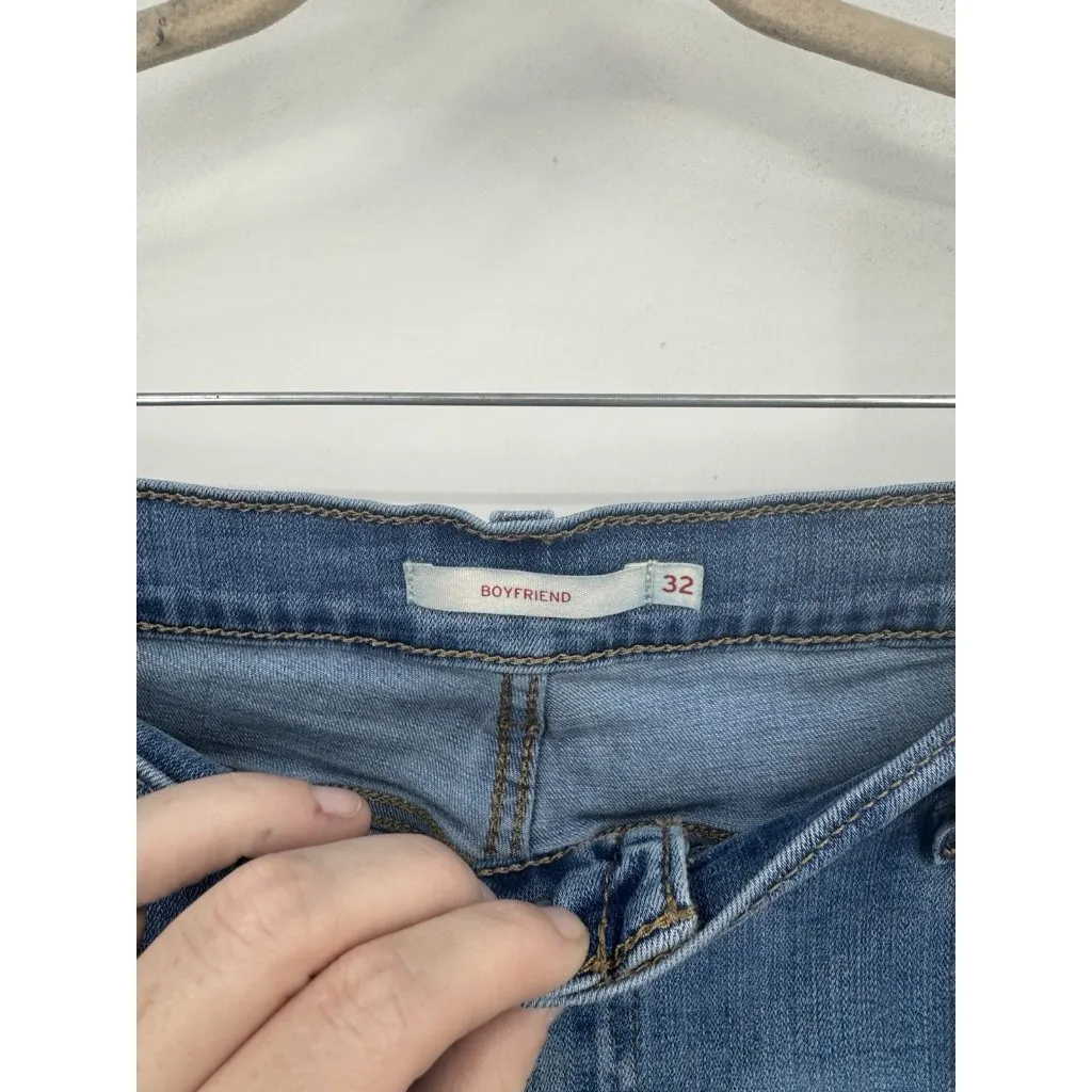 Levi’s Boyfriend Straight Leg Jeans Women 32 Medium Wash Blue Denim Western Boho - Image 3