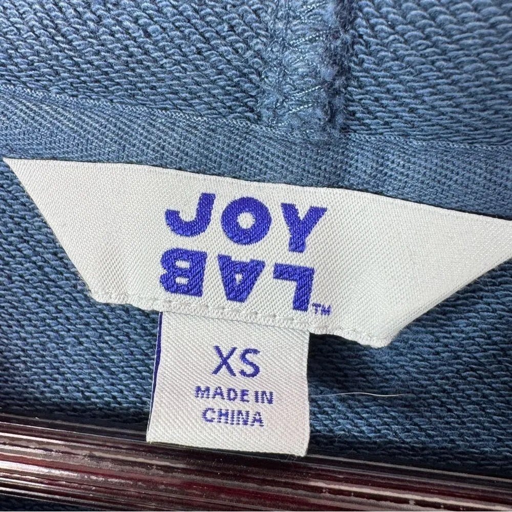 JoyLab Palm Leaf Print Full Zip Hoodie Jacket Distressed Blue XS - Image 9