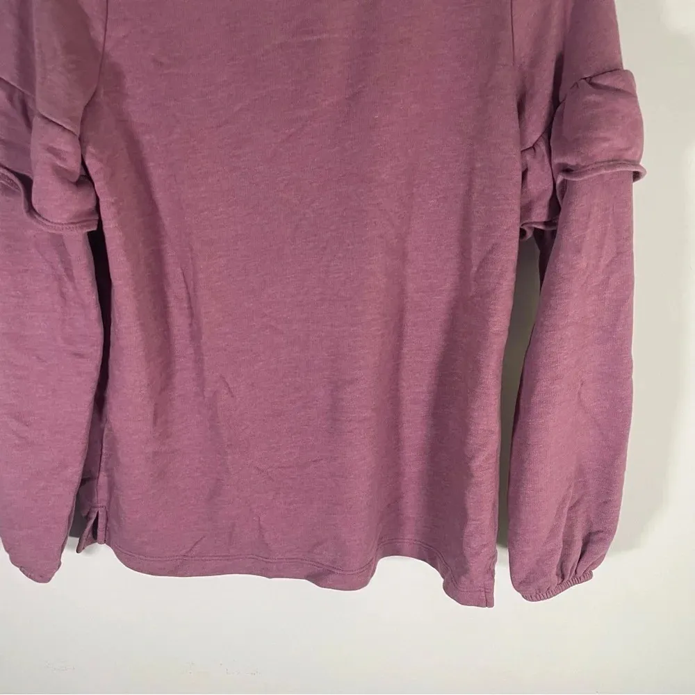 Old Navy Women’s Mauve Ruffle Sleeve Crewneck Sweater Size Small - Image 6
