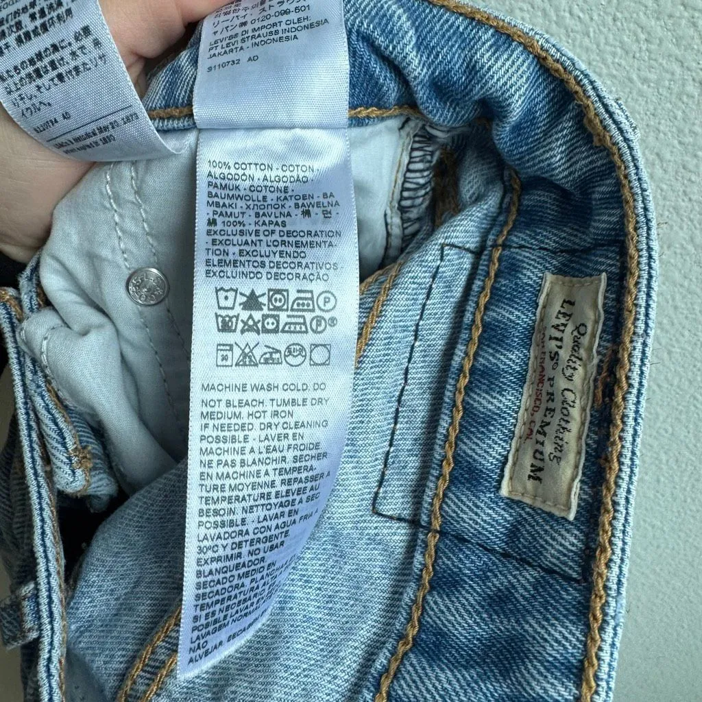 Levi's Premium Low Loose Baggy Blue Wash Denim Wide Leg Jeans Women's Size 23 - Image 7