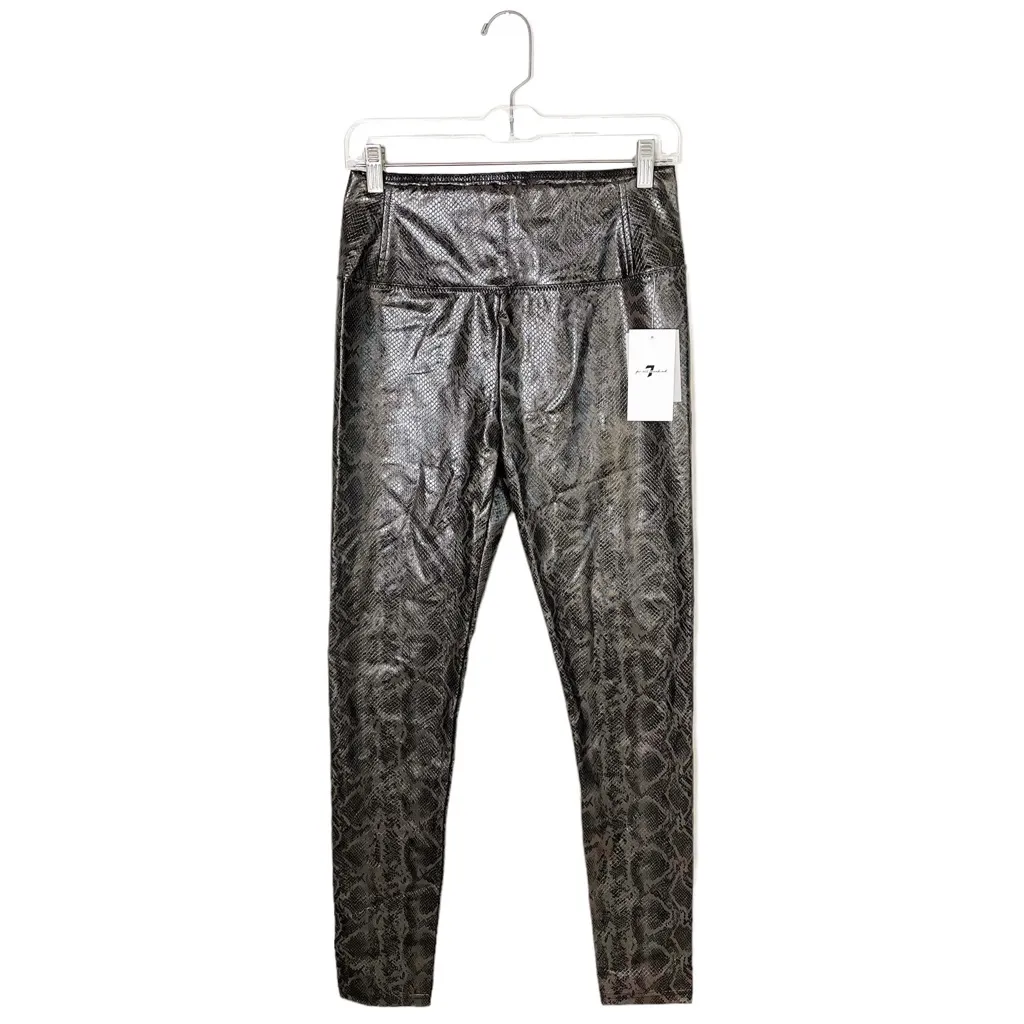 NWT 7 For All Mankind Faux Leather Snake Print Leggings - Image 2
