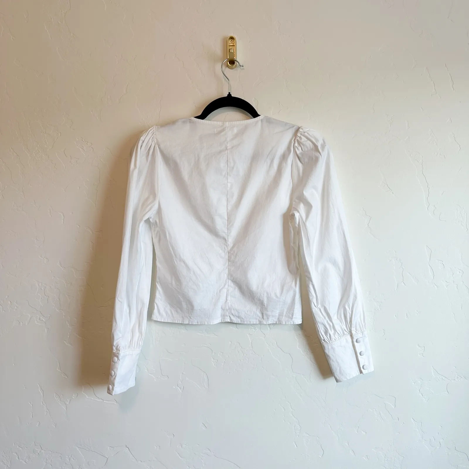 Reformation | Art‎ V Neck Long Sleeve Top in White - Image 5