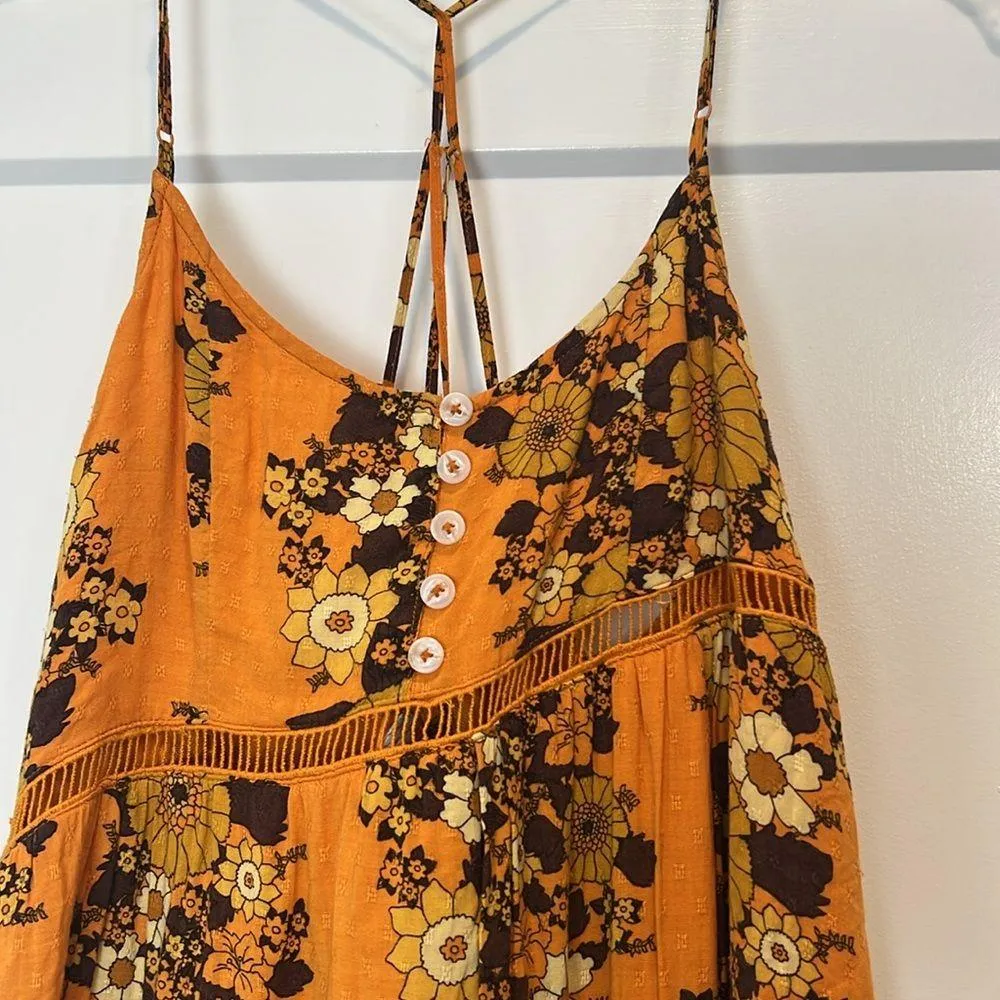 Orange Sleeveless Spaghetti Strap Mini Sundress size medium. - Image 2