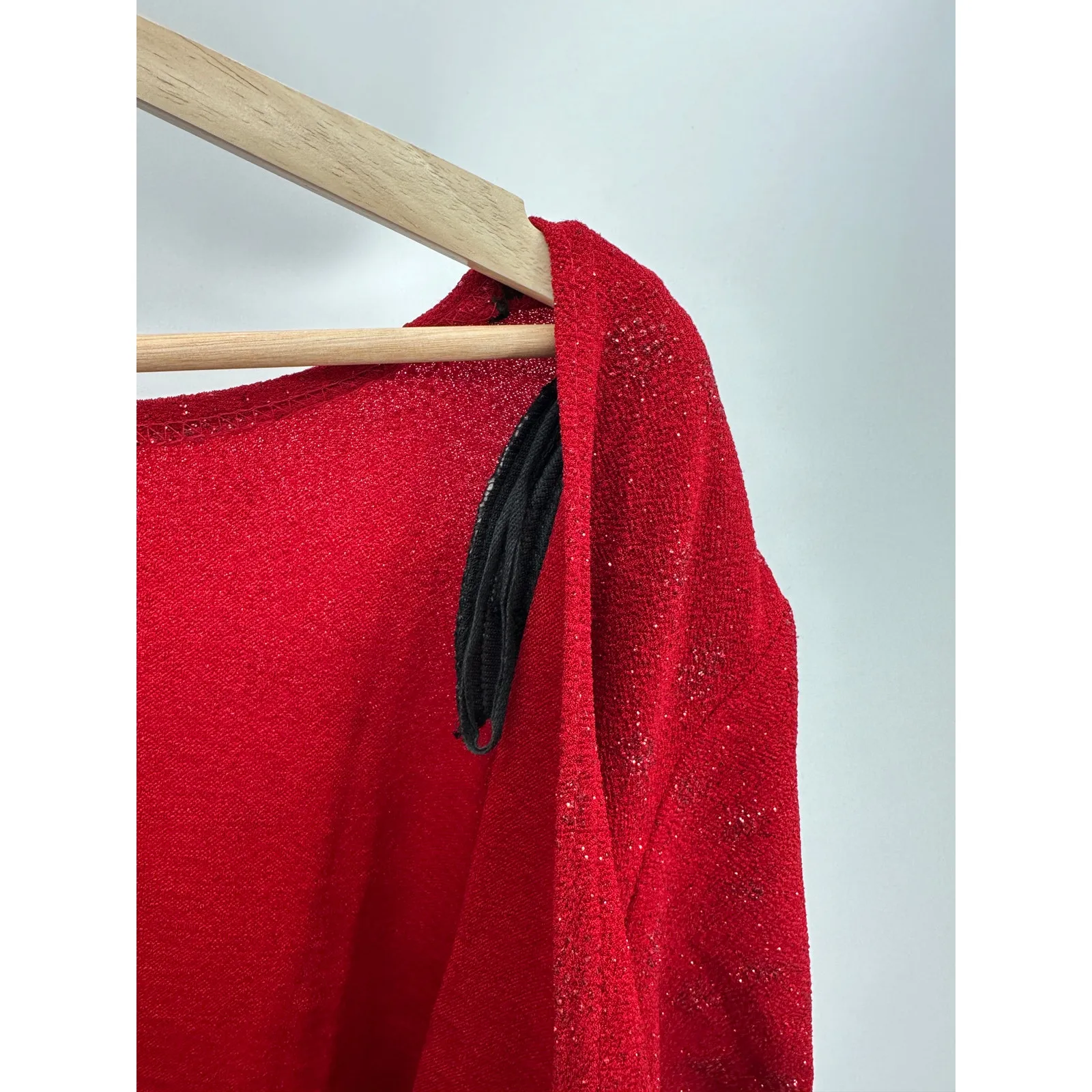 Ronni Nicole II Dress Women‎ SIZE 14 Red Sequin Surplice V-Neck Short Sleeve - Image 6