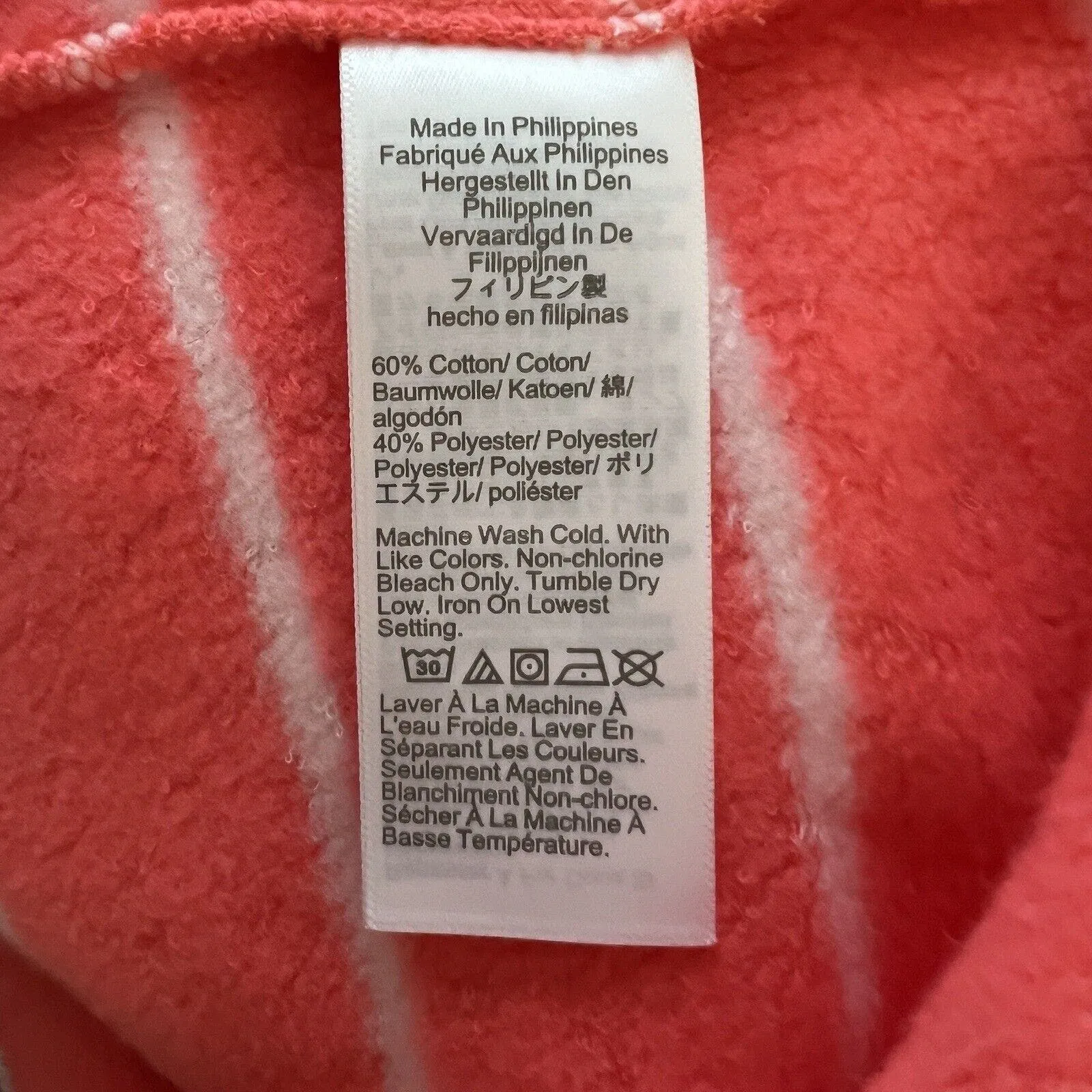 J. Crew Sweatshirt Womens Small Coral White‎ Striped Mockneck Casual Comfy Cozy Orange - Image 8