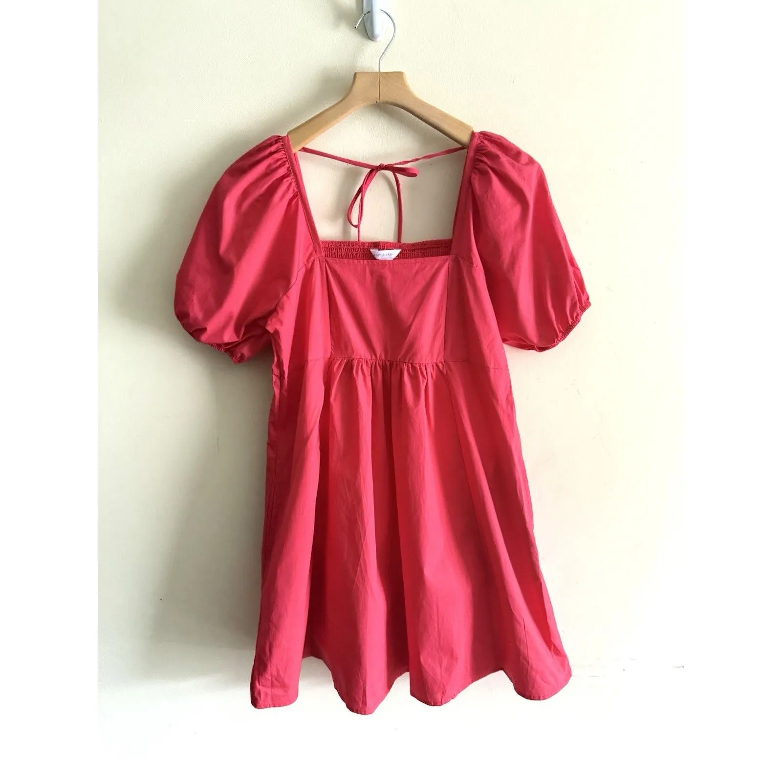 Draper James‎ Ladies Puff Sleeve Sailor Pockets Dress Size Medium Red Hibiscus - Image 3