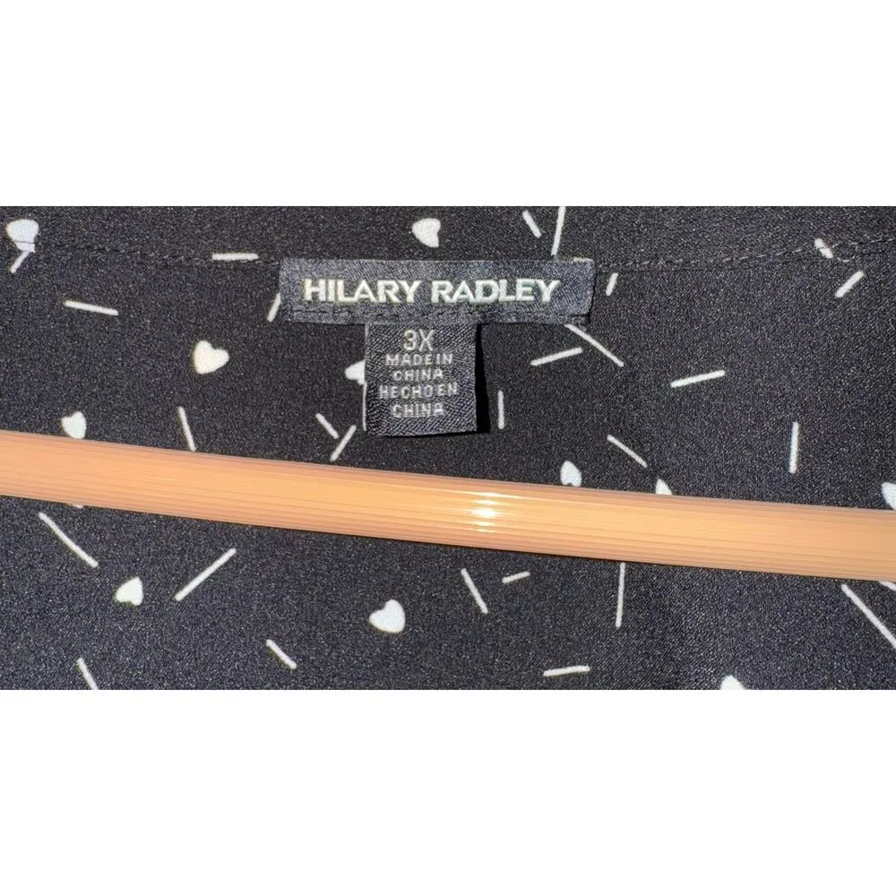 Hilary Radley Heart Short Flutter Sleeve Top Women's 3X Work Relaxed Flowy Black - Image 6