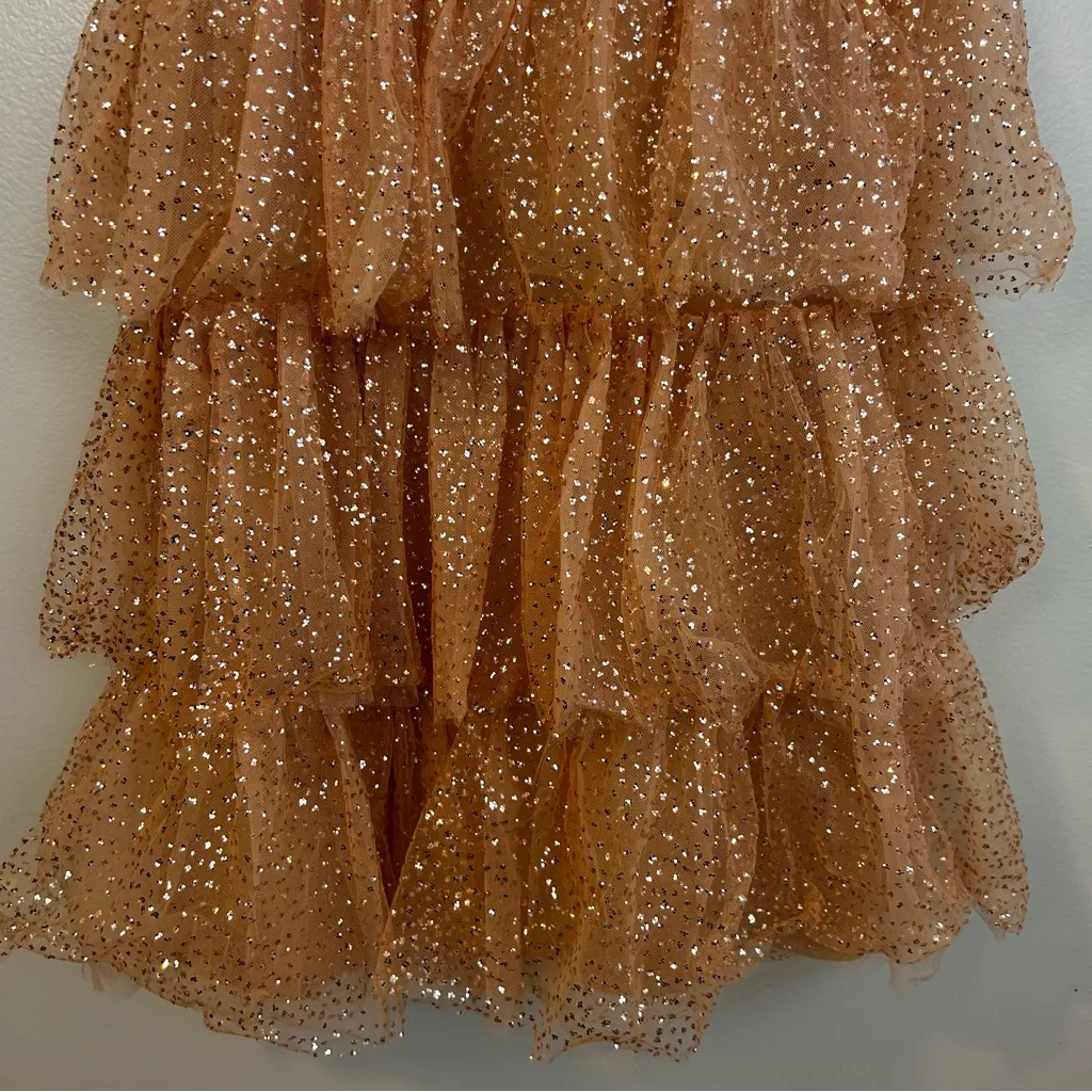 NWT Marchesa Notte Glitter Tulle Cocktail Dress in Rose Pink Gold Size 6 - Image 5