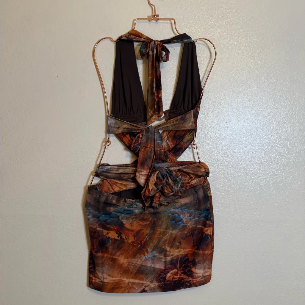 Outcast Sammie Mini Dress in Serpent Brown - Image 4