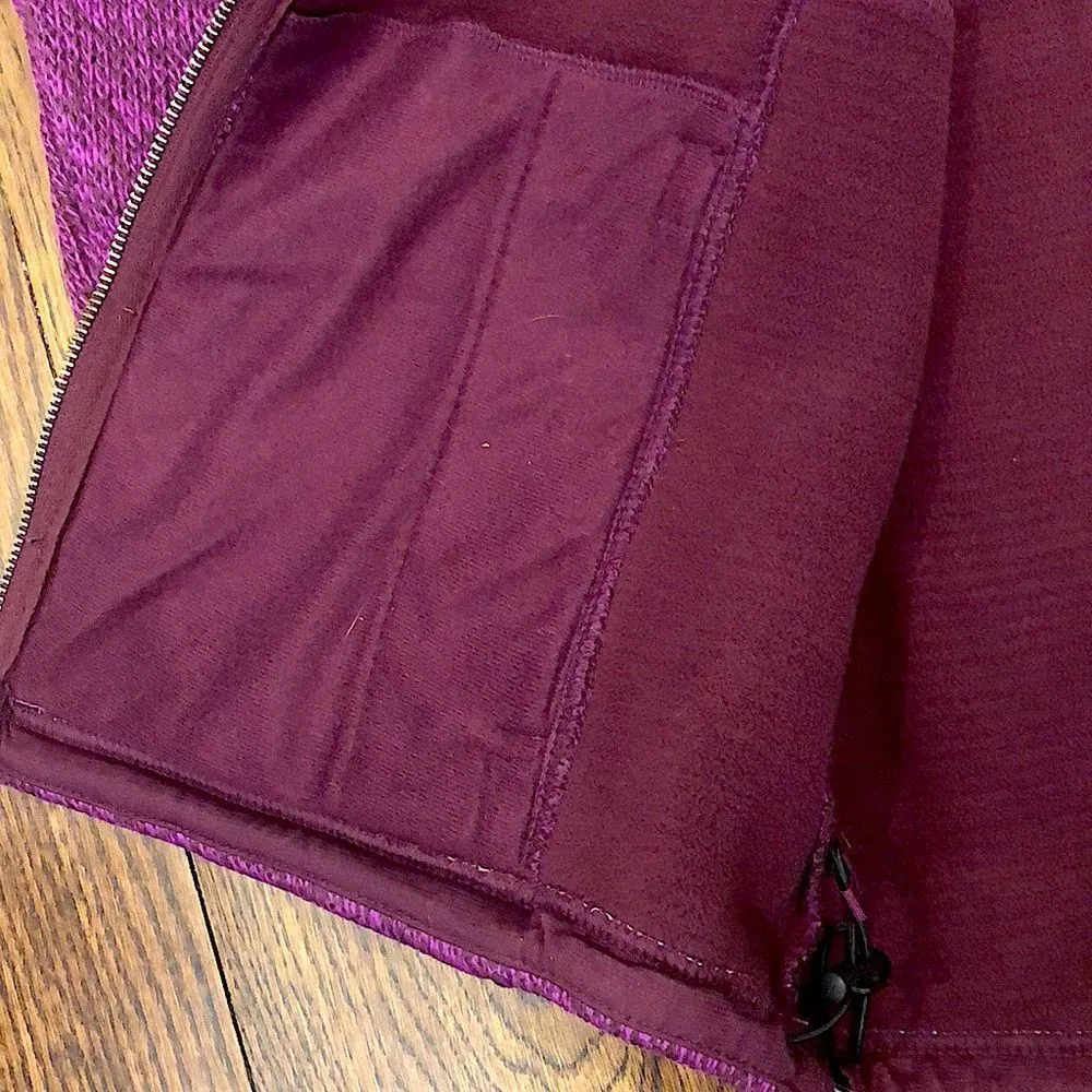 COLUMBIA Womens Raspberry Wine Knit Full Zip Fleece Lined Zip Pockets Hoodie Lrg - Image 11