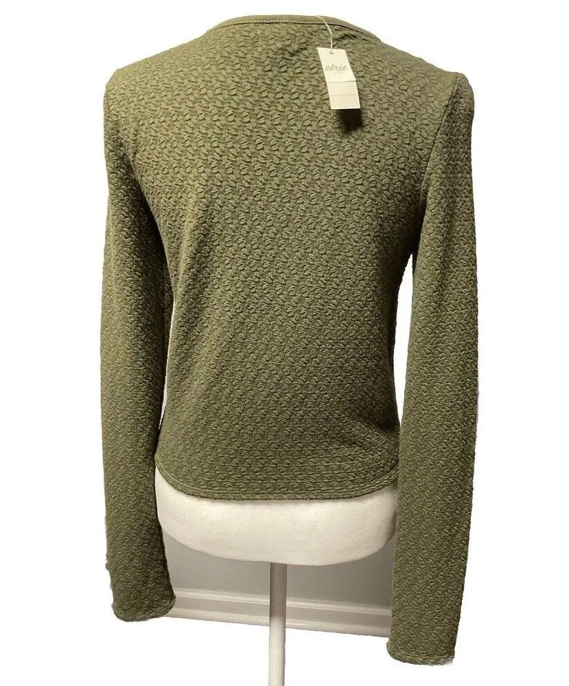 Aerie Olive Green Cropped Top. Size Small . LTOP841 - Image 4