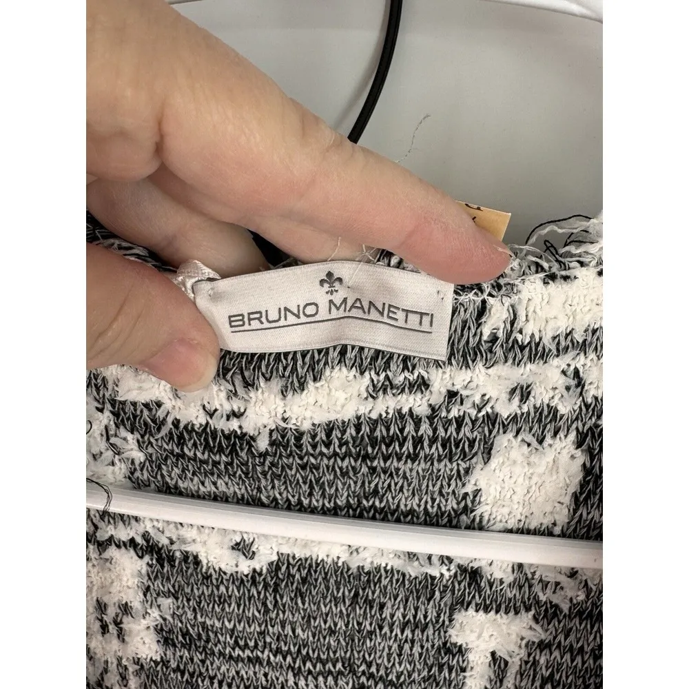 Bruno Manetti Giacca Open Cardigan Black/White Check Size 44‎ Italy 8 US Fringe - Image 4
