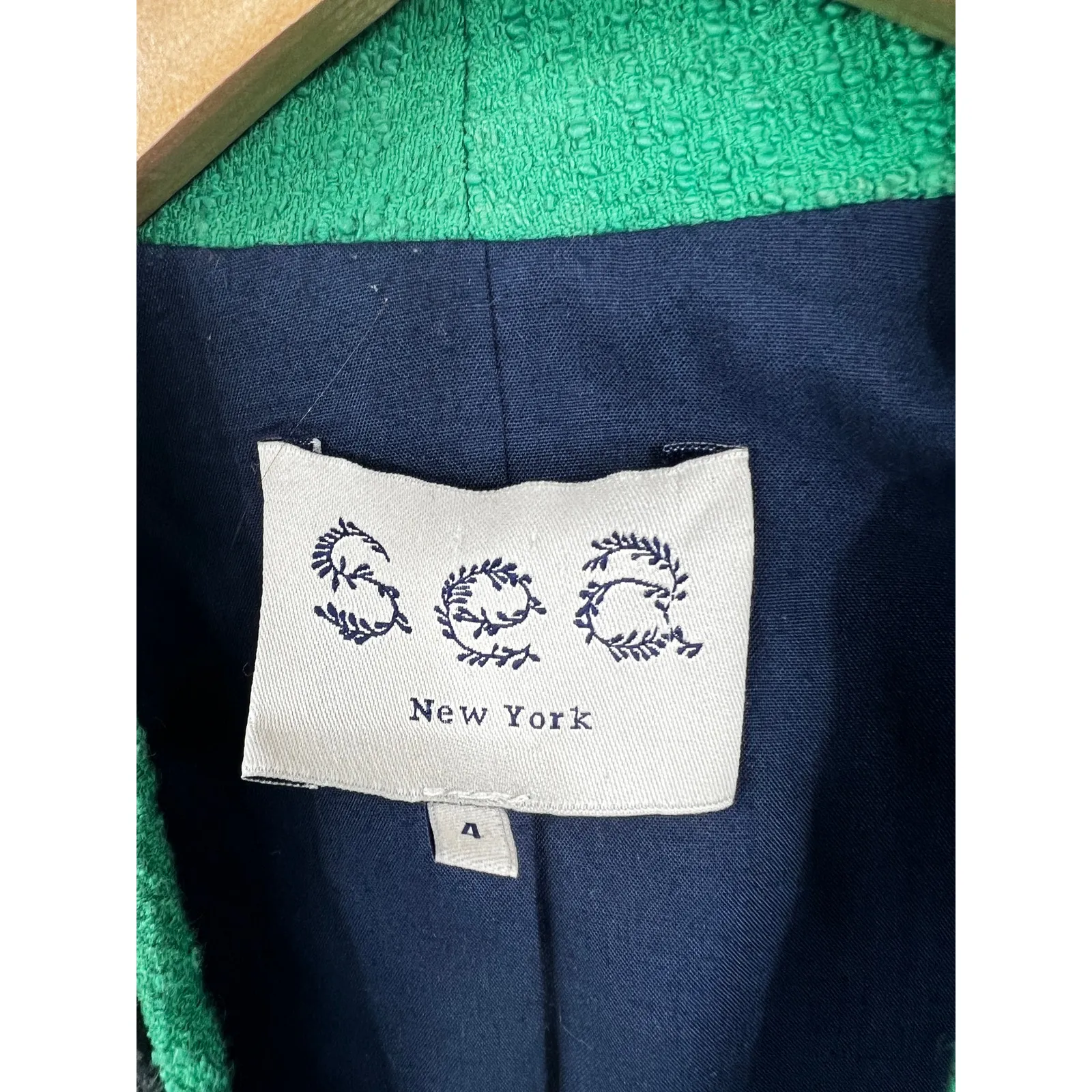 Sea New York Green Black Perforated Leather Zip Up Blazer Jacket‎ Size 4 - Image 2