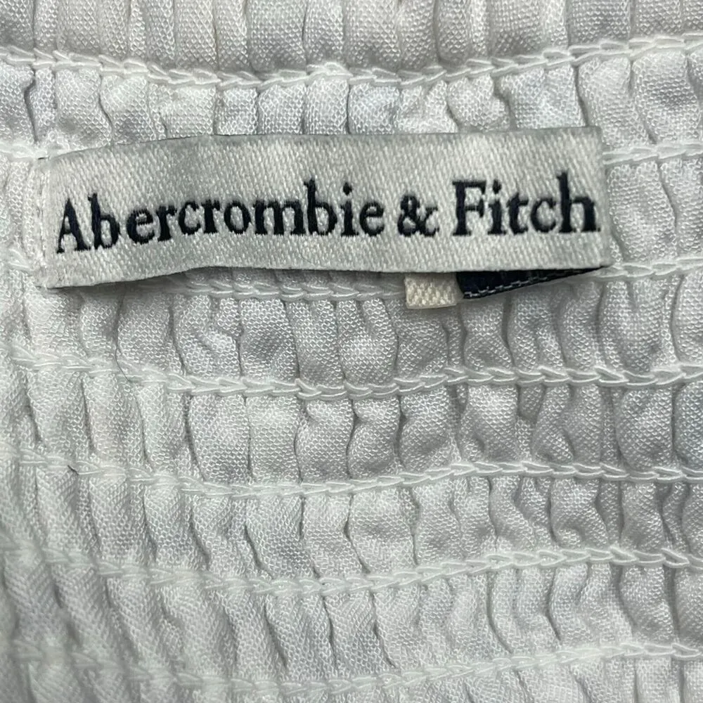 Abercrombie & Fitch Women's Tie Strap Linen-Blend Mini Small Dress Tiered Y2K - Image 7