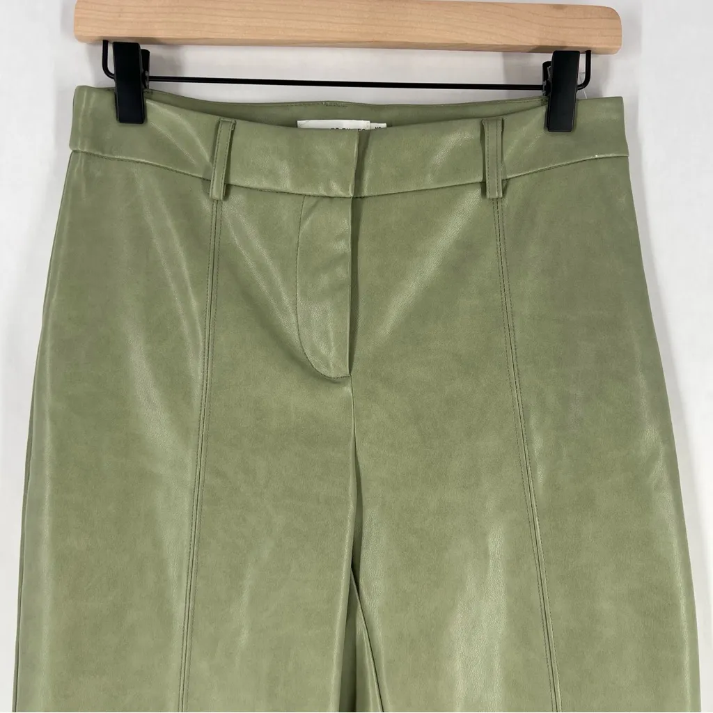 Avec Les Filles Sage Green Soft Faux Leather High‎ Rise Straight Leg Pants XS - Image 3