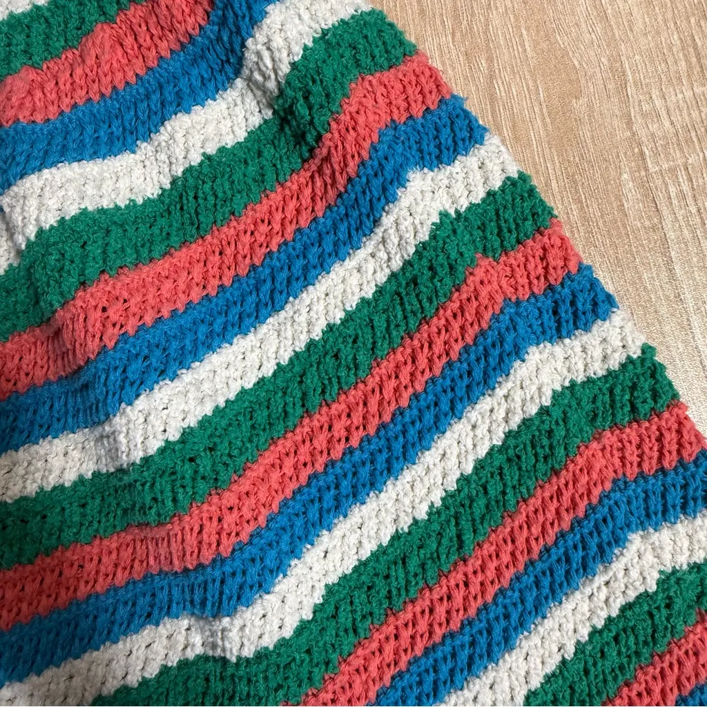 Zara Multicolored Striped Knit A-Line Cotton Blend Summer Beach Dress Size Small - Image 2