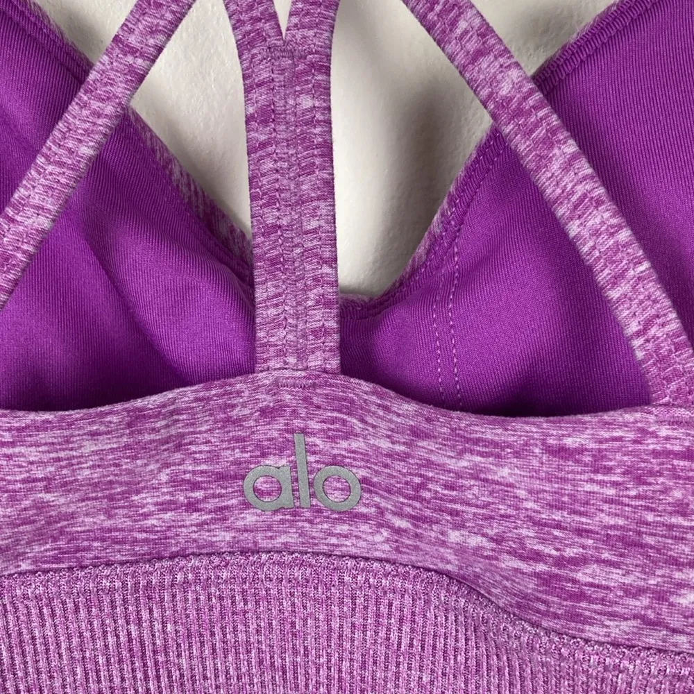 Alo Yoga Alosoft Lavish Sports Bra Strappy Women’s Size Small Purple Active Soft - Image 6