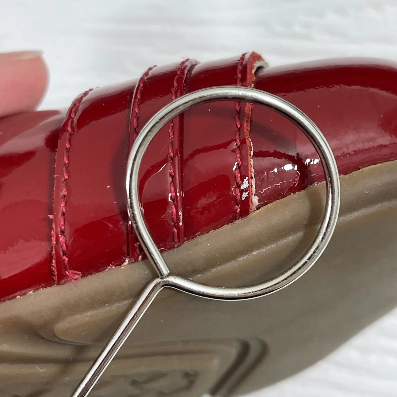 Cole Haan‎ Red Patent Leather Ballet Flats Buckle Detail Shoes Nike Air Sole 7.5 - Image 9