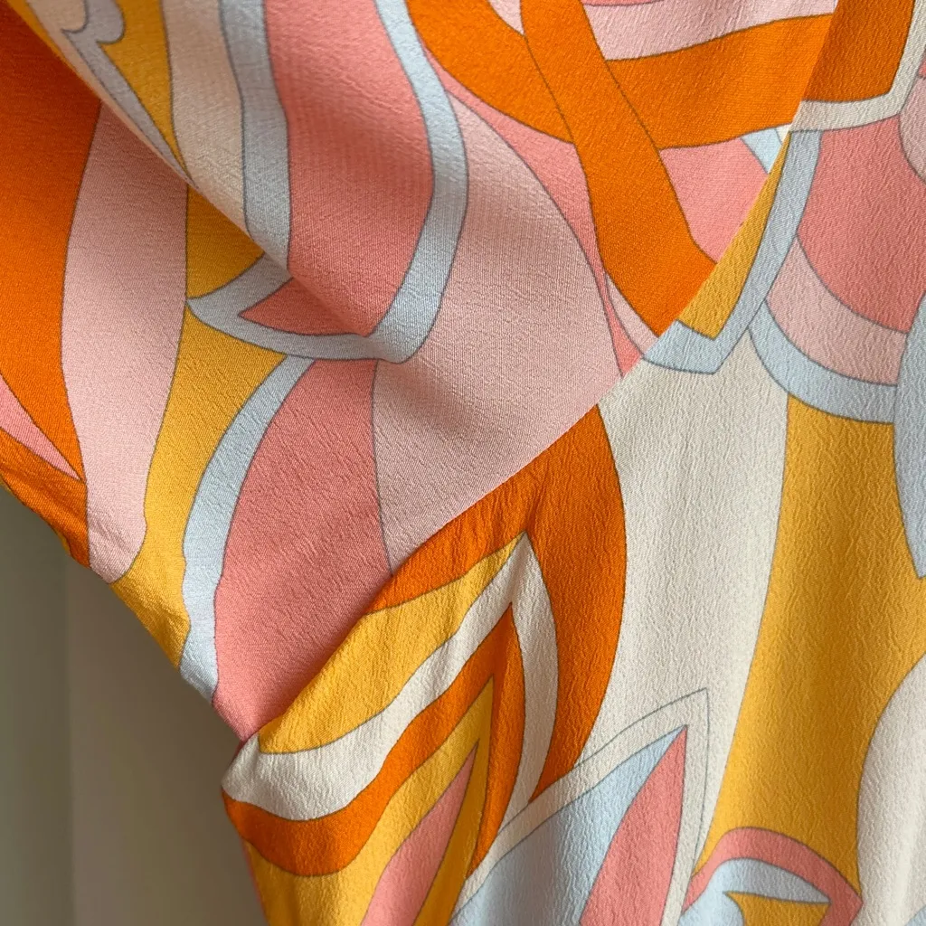MNG Women’s Geometric Print Shirt Dress, Pink/Orange/Yellow, Size 20 - Image 11