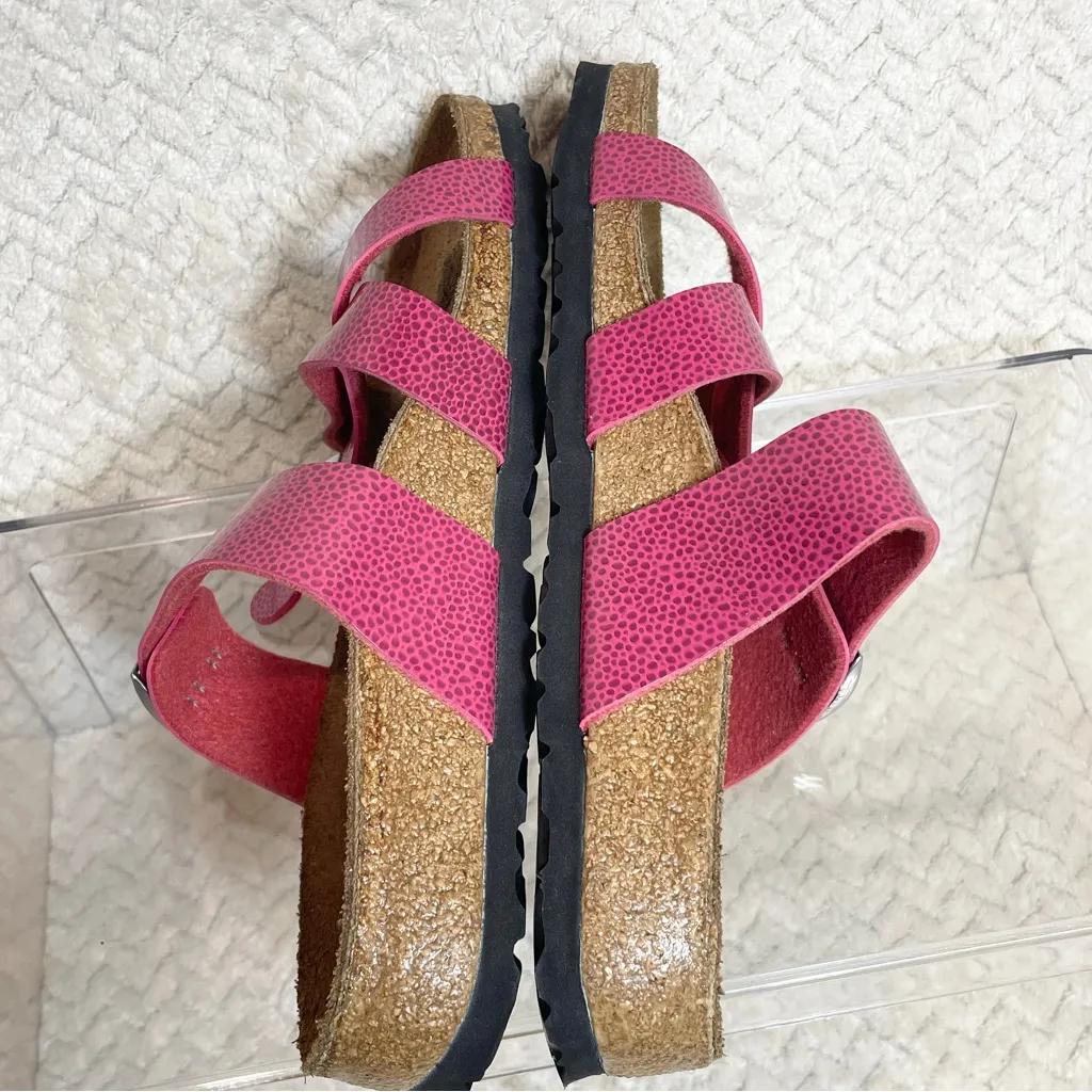 Birkenstock Birkis Pink Embossed Criss Cross Sandal Slides Women Size EU 36/US 5 - Image 7