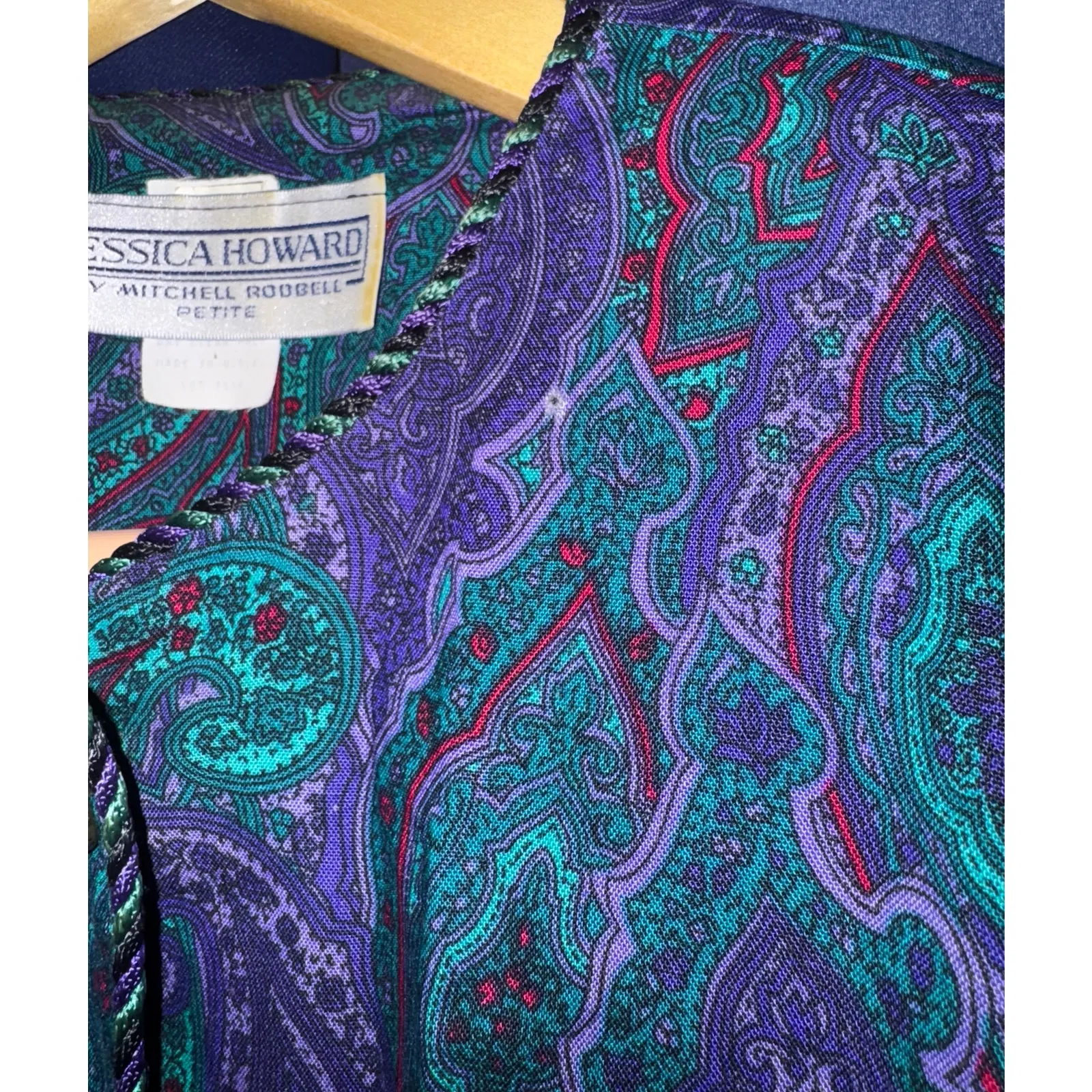 Vintage Jessica Howard Paisley Cropped Jacket Boho Y2K 90s Small Petite ~Flaw - Image 2