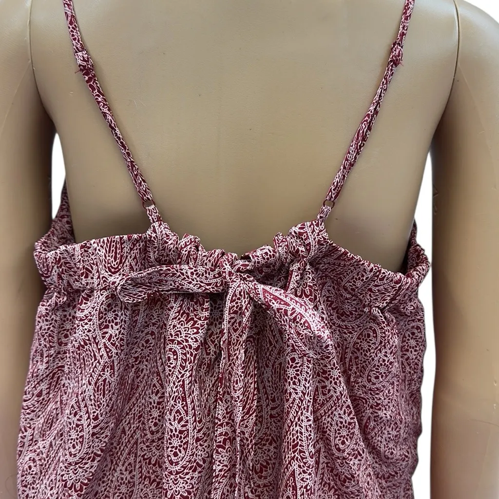 Joe Fresh Burgundy Paisley Print Spaghetti Strap Tie Back Dress Womens XL - Image 7
