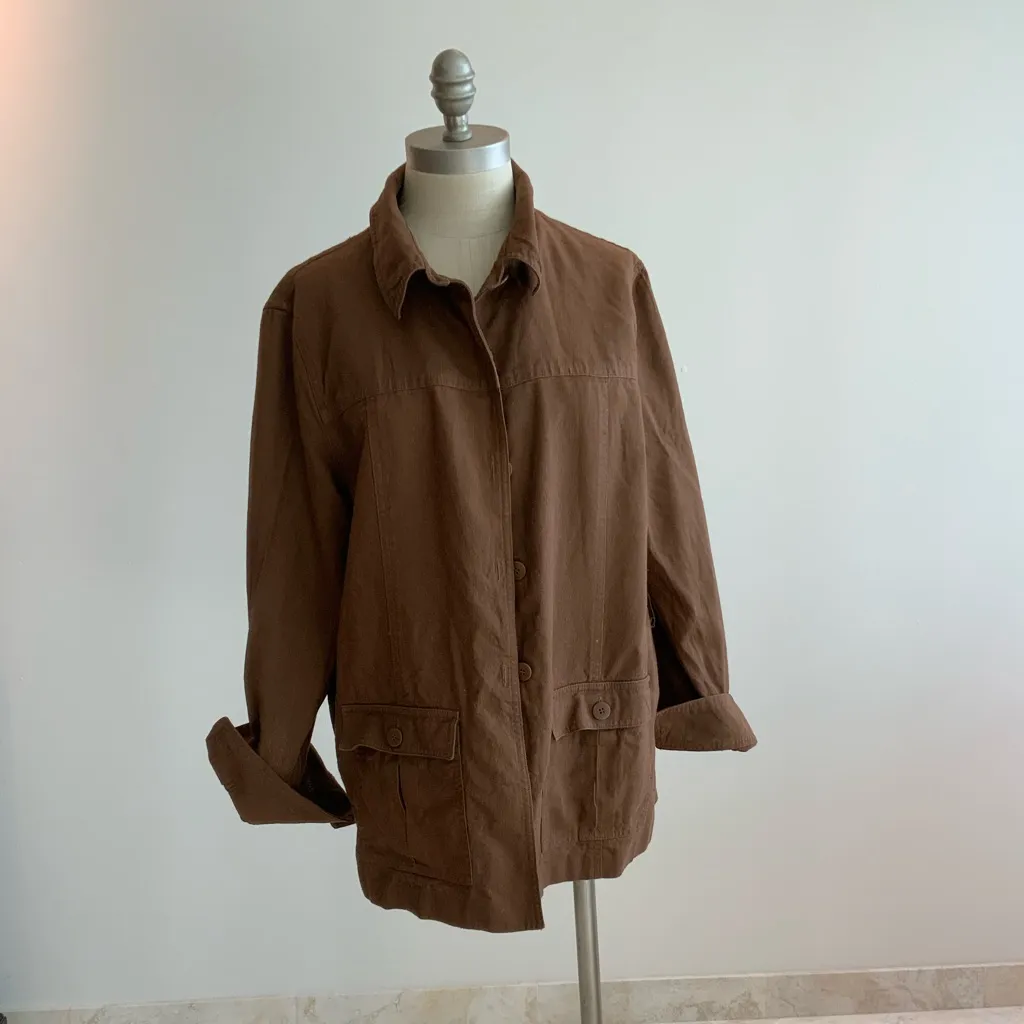 Vtg. Norton McNaughton Chic Brown Linen Women's Pantsuit sz14 - Image 2