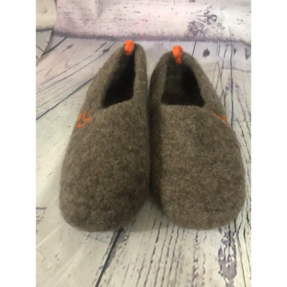 Wildllama Scandinavian felt felted wool slippers in brown size large - Image 8