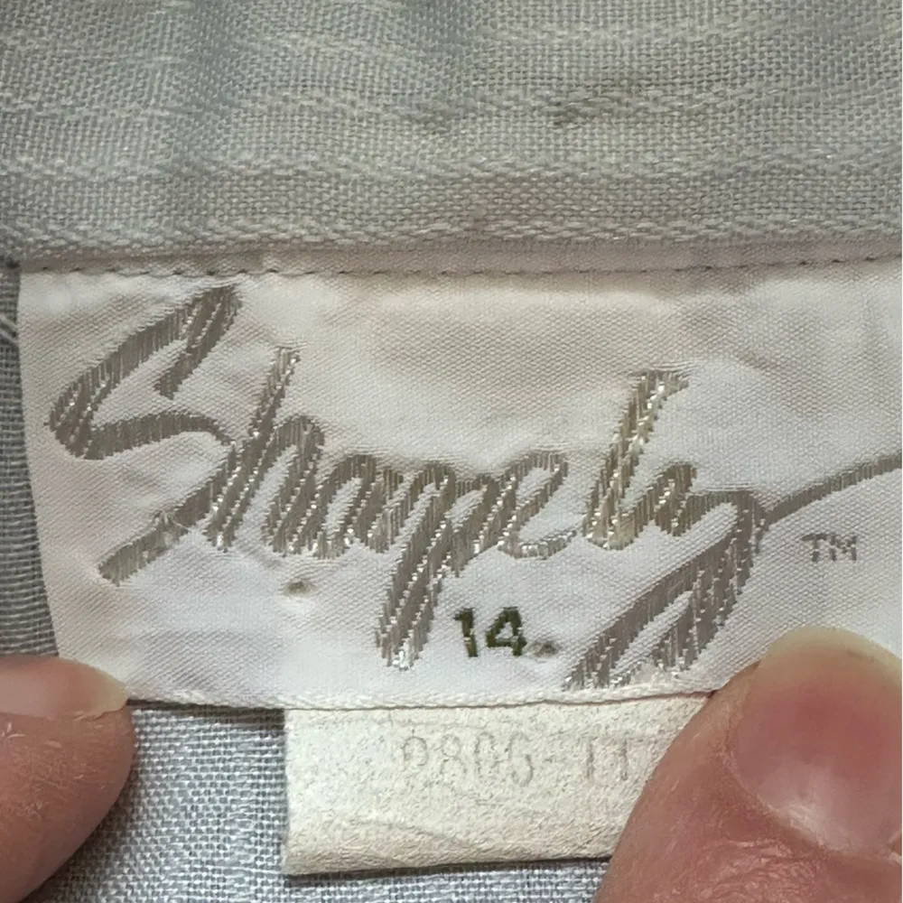 Shapely Vintage Blue Pleated Turtle Neck/Cuffs Long Sleeves Hidden Buttons Sz 14 - Image 10